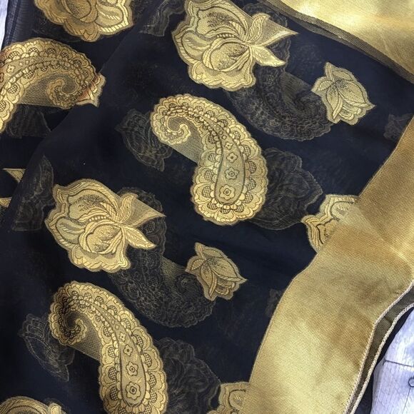 Florence Italy Gold and black silk scarf - Picture 2 of 6